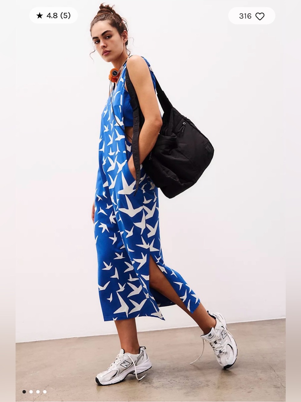 Free People Hot Shot Twist Back Printed Maxi. NWT. Flying high blue